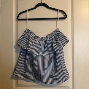 Blue and white striped tube top